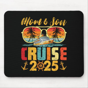 Retro Vintage Mom And Son Cruise 2025 Mama Mothers Mouse Pad