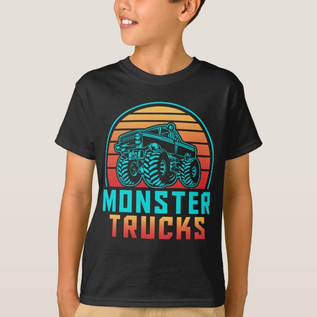 Retro Vintage Monster Trucks T-Shirt (Front)