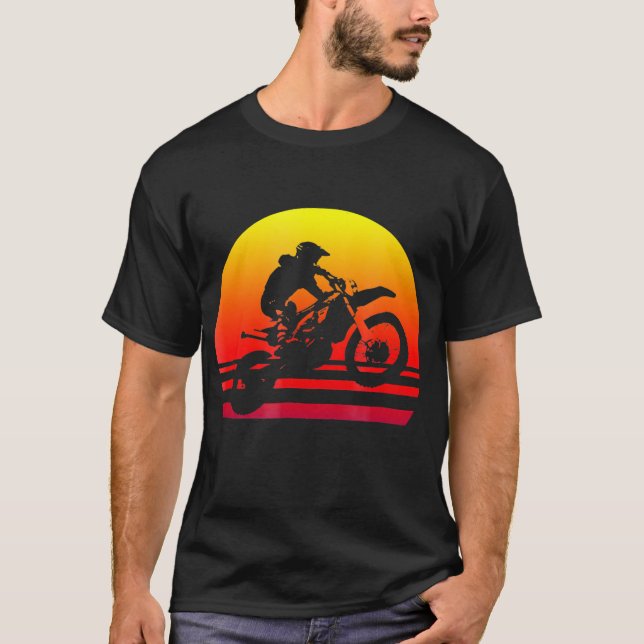 Retro Vintage Motocross Shirt Sunset Dirt Bike (Front)