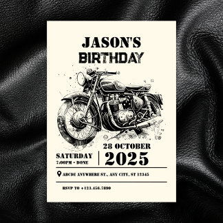 Retro vintage Motorcycle custom biker birthday Invitation