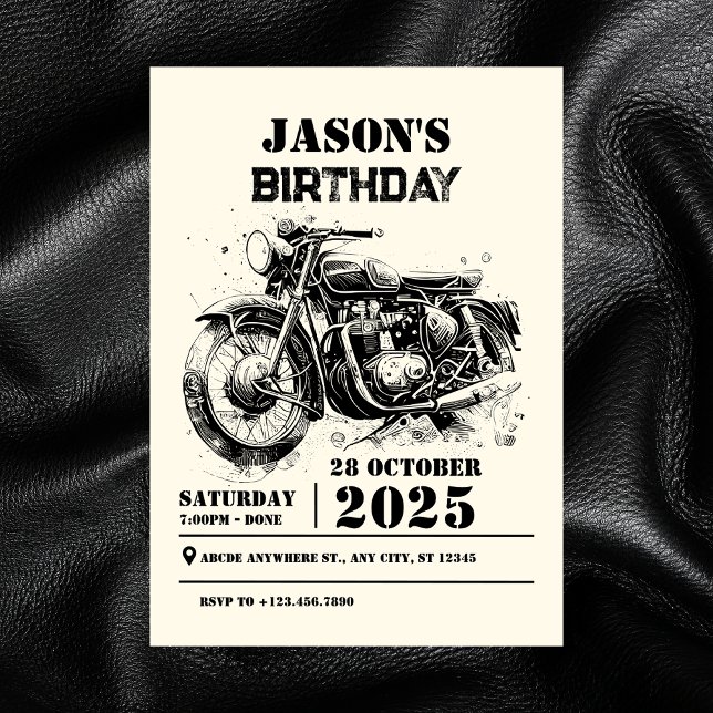 Retro vintage Motorcycle custom biker birthday Invitation (Creator Uploaded)