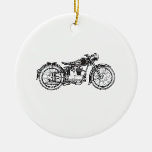 Retro Vintage Motorcycle _ I Love My Motorcycle Ceramic Ornament
