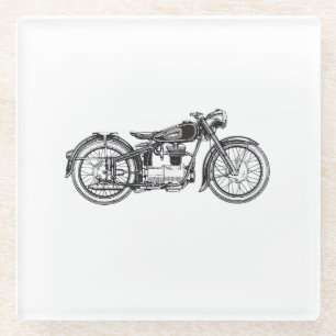 Retro Vintage Motorcycle _ I Love My Motorcycle Glass Coaster