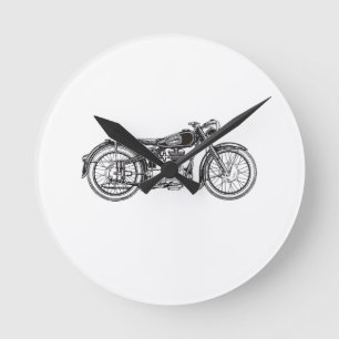 Retro Vintage Motorcycle _ I Love My Motorcycle Round Clock