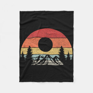 Retro Vintage Mountain Camping Hiking Fleece Blanket