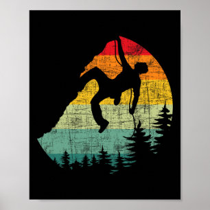 Retro Vintage Mountain Climber - Rock Climbing Bou Poster