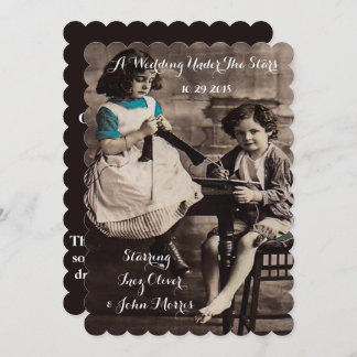 Retro Vintage Movie Themed Wedding Invitations