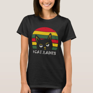 Retro Vintage Mum Cat Ladies Black History Month T-Shirt