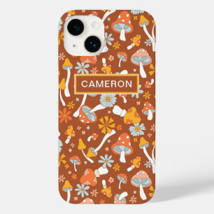 Retro Vintage Mushroom Flower Pattern Case-Mate iPhone 14 Case