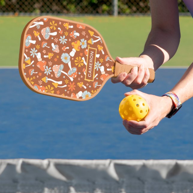 Retro Vintage Mushroom Flower Pattern Pickleball Paddle (Insitu)