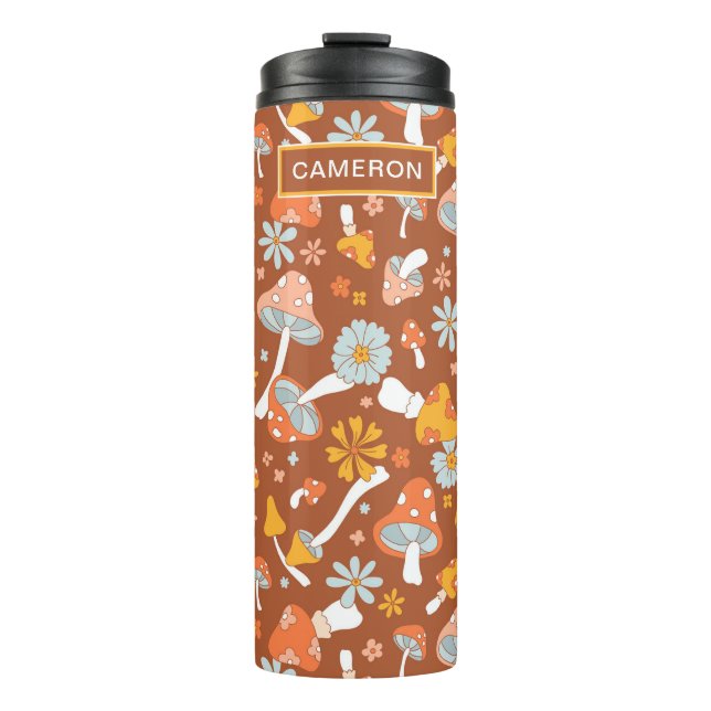 Retro Vintage Mushroom Flower Pattern Thermal Tumbler (Front)