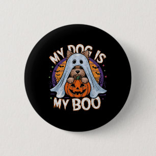 Retro Vintage My Dog Is My Boo Halloween Ghost Dog 6 Cm Round Badge