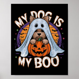 Retro Vintage My Dog Is My Boo Halloween Ghost Dog Poster