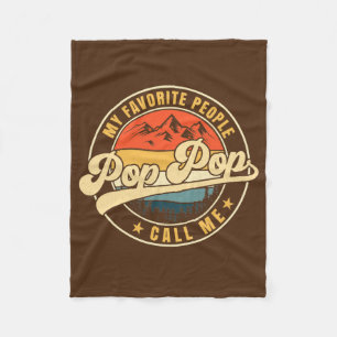 Retro Vintage My Favourite People Call Me Pop Pop Fleece Blanket