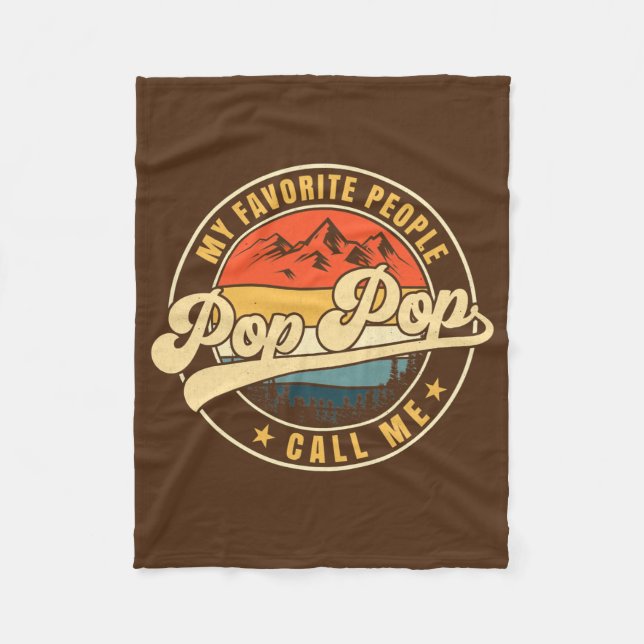 Retro Vintage My Favourite People Call Me Pop Pop Fleece Blanket (Front)