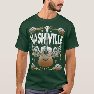 Retro Vintage Nashville Country Music City Guitar T-Shirt