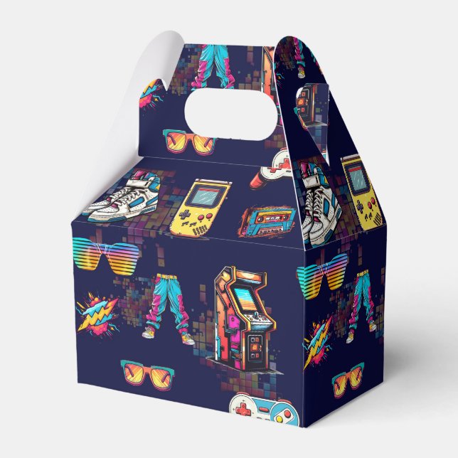Retro Vintage Neon 80's Pattern Favour Box (Front Side)