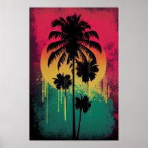 Retro Vintage Ombre Pop Art Palm Tree Vibe