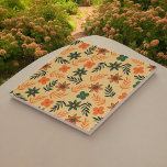 Retro Vintage Orange 70s Flower Pattern Ceramic Tile<br><div class="desc">Retro Vintage Orange 70s Flower Pattern</div>