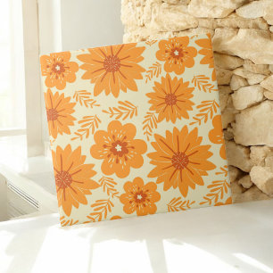 Retro Vintage Orange Botanical Flower Pattern Fall Ceramic Tile