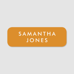 Retro Vintage Orange Minimalist Modern Name Tag