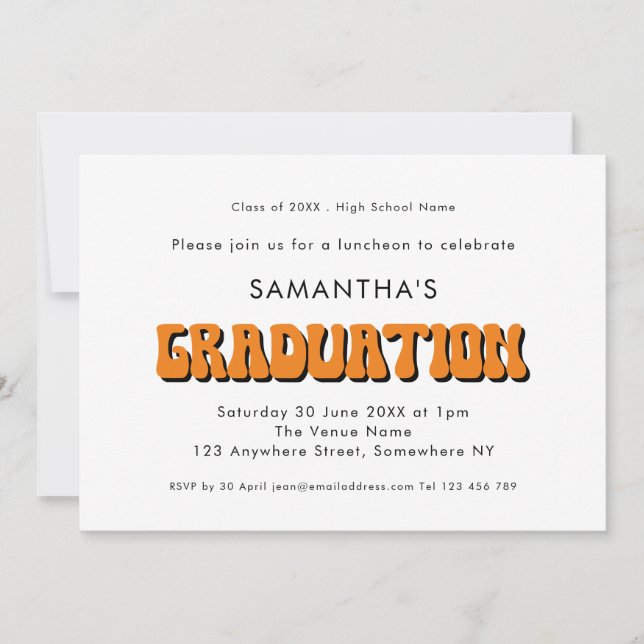 Retro Vintage Orange Photo Graduation Party Invitation (Front)