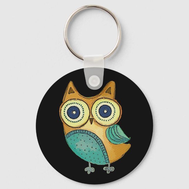 Retro Vintage Owl Key Ring (Front)