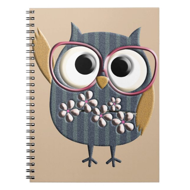 Retro Vintage Owl Notebook (Front)