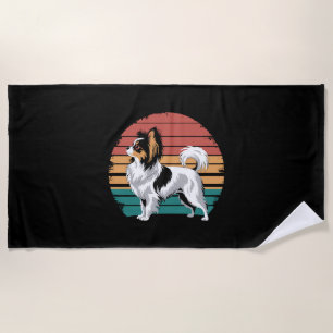 Retro Vintage Papillon Dog Lover Animal Papillon Beach Towel