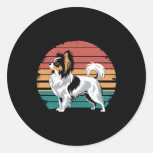 Retro Vintage Papillon Dog Lover Animal Papillon Classic Round Sticker