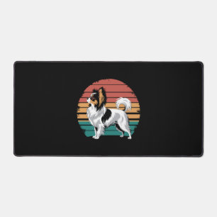 Retro Vintage Papillon Dog Lover Animal Papillon Desk Mat