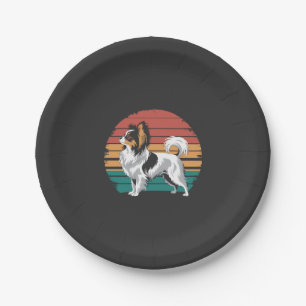 Retro Vintage Papillon Dog Lover Animal Papillon Paper Plate