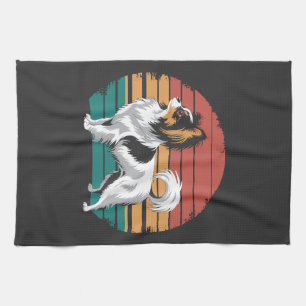 Retro Vintage Papillon Dog Lover Animal Papillon Tea Towel