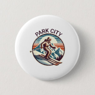 Retro Vintage Park City Utah Ski Resort Winter Ski 6 Cm Round Badge