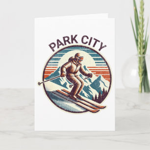 Retro Vintage Park City Utah Ski Resort Winter Ski Card