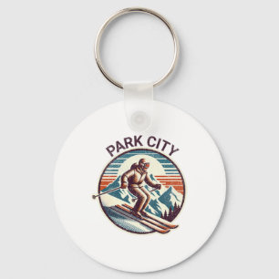 Retro Vintage Park City Utah Ski Resort Winter Ski Key Ring