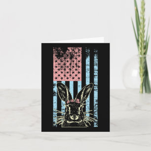 Retro Vintage Pastel American Flag Easter Bunny Card