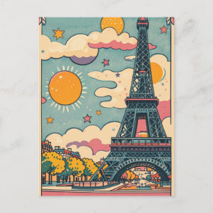 retro vintage pastel Paris   Postcard