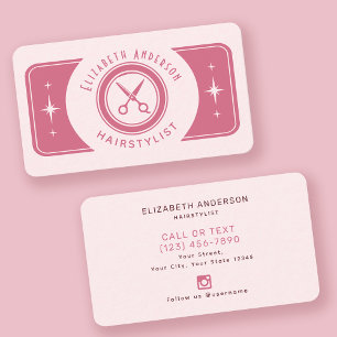 Retro Vintage Pastel Pink Hairstylist  Business Card