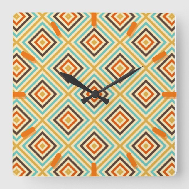 retro vintage pattern funky wall clock (Front)