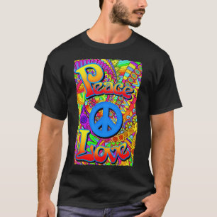 Retro Vintage Peace and Love Style Poster T-Shirt