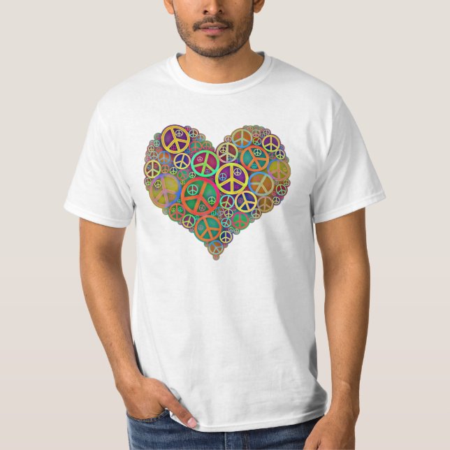 Retro Vintage Peace Heart T-Shirt (Front)