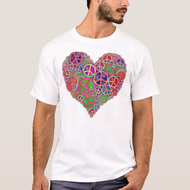 Retro Vintage Peace Heart T-Shirt (Front)