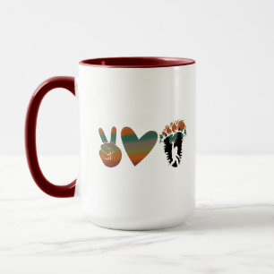 Retro Vintage Peace Love Bigfoot Mug