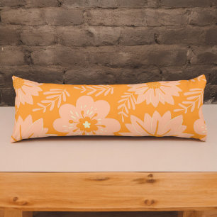 Retro Vintage Peach Fuzz Orange Flower Pattern Body Cushion