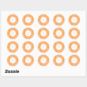 Retro Vintage Peach Fuzz Orange Flower Pattern Classic Round Sticker