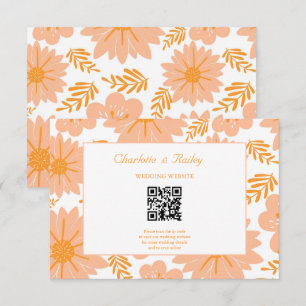Retro Vintage Peach Fuzz Orange Flower Pattern Enclosure Card