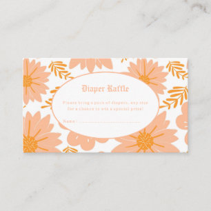 Retro Vintage Peach Fuzz Orange Flower Pattern Enclosure Card