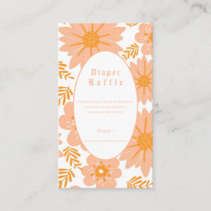 Retro Vintage Peach Fuzz Orange Flower Pattern Enclosure Card