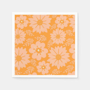 Retro Vintage Peach Fuzz Orange Flower Pattern Napkin
